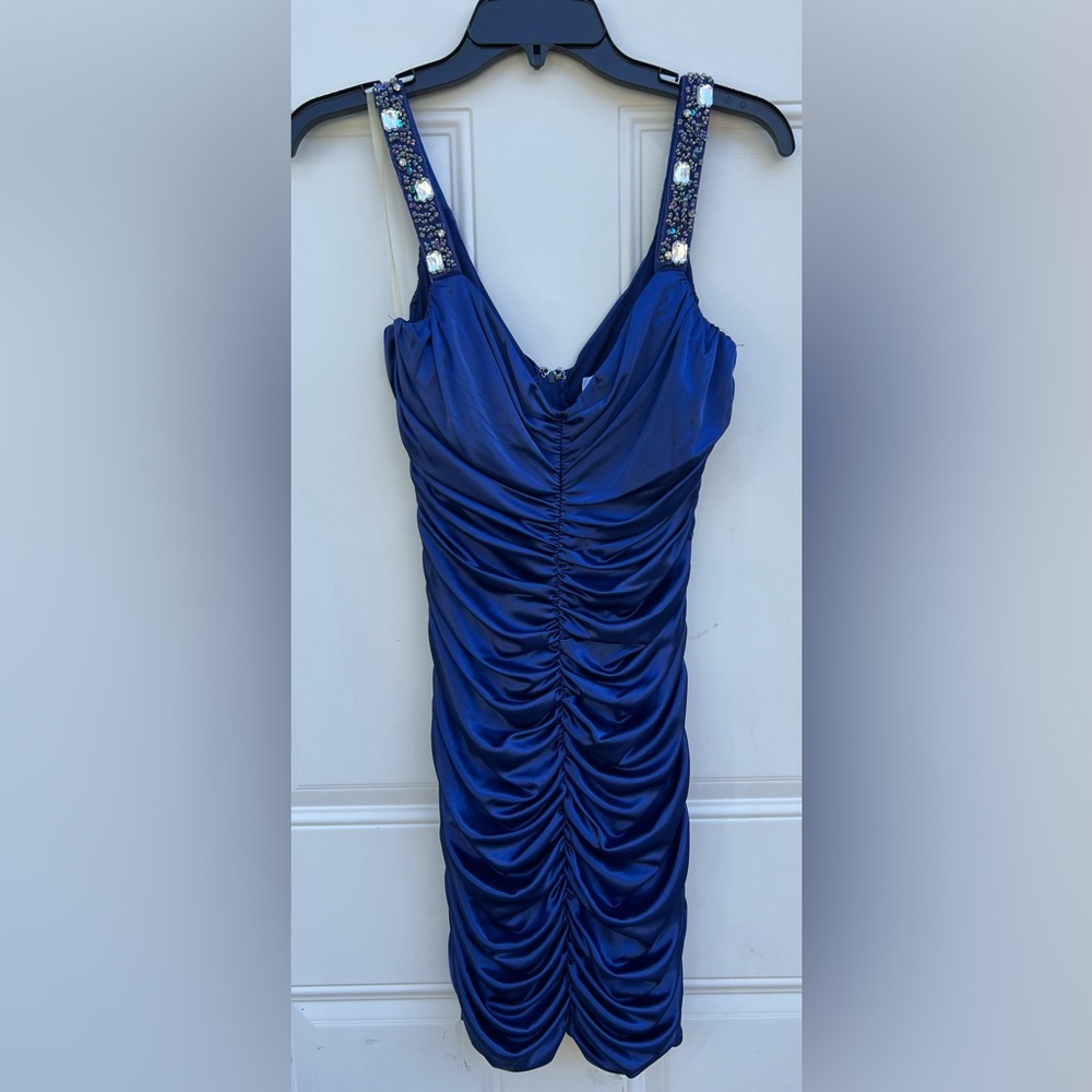 Speechless Strapless Navy Dress